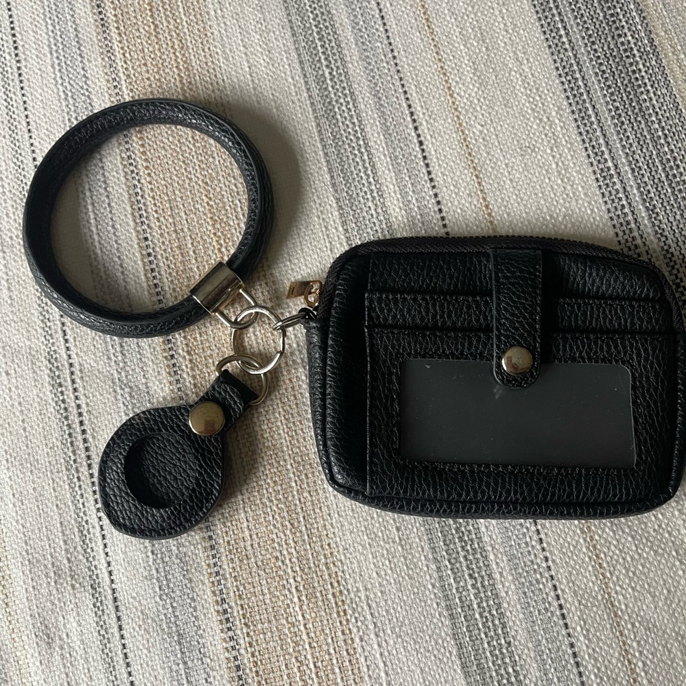Black Wristlet Keychain and Card Holder
